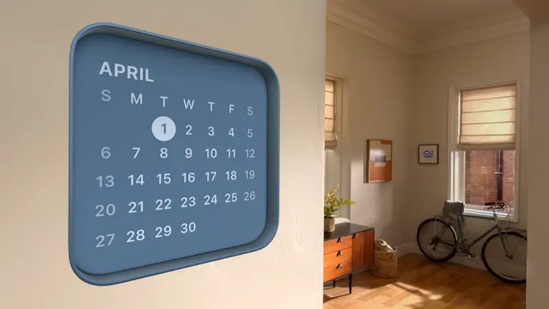 Apple Vision Pro - Widget Calendrier